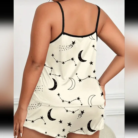 Moon & Star Print Smooth Cami Top & Shorts (2pc) NIP - Picture 2 of 5